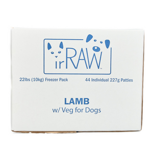 Raw dog food 10KG Freezer Pack box with boneless Lamb protein, made in BC, Canada. Vancouver-based raw pet food company creating raw dog food. 